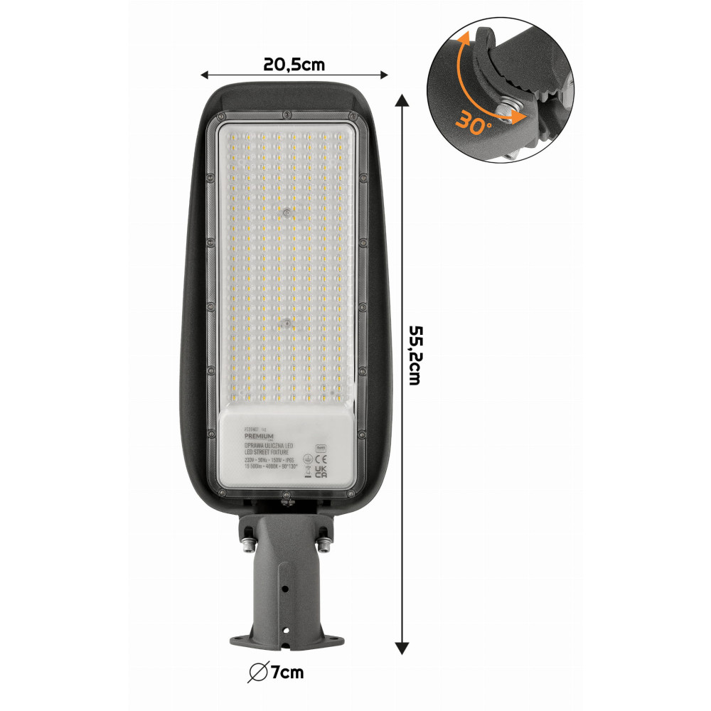 LED pouličná lampa 150W IP65 neutrálna biela