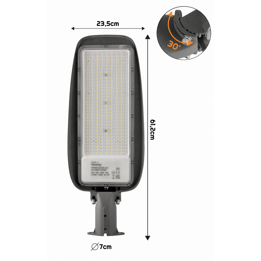 LED pouličná lampa 200W IP65 neutrálna biela