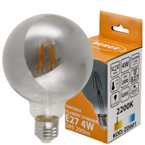 LED žiarovka G95 - E27 - 4W - FILAMENT - dymová - teplá biela