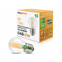 LED žiarovka - E27 - G45 - 6W - 510Lm - filament - teplá biela