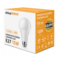 LED žiarovka MILIO - E27 - A60 - 15W - 1220Lm - neutrálna biela