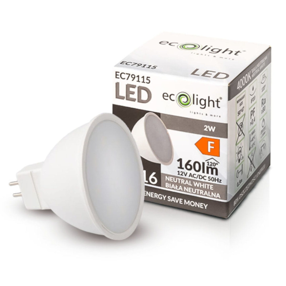 LED žiarovka MR16 12V 2W neutrálna biela