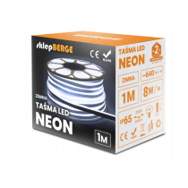 LED pásik NEON - 230V - 1m - 8W/m - IP68 - vodotesný - studená biela