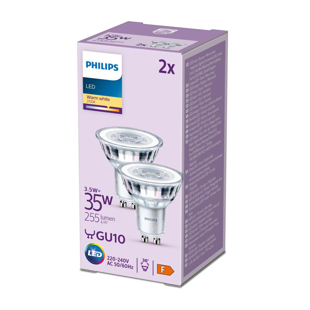 Sada 2x LED GU10 žiarovka s reflektorom 3,5W  35W 255lm 2700K teplá PHILIPS