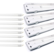 4x Svitidlo + 8x LED trubica - T8 - 120cm - 18W - 12800Lm - teplá biela - SADA