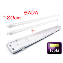 Svitidlo + 2x LED trubica - T8 - 120cm - 18W - 3240Lm - teplá biela - SADA