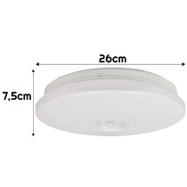 LED stropné svietidlo PIR - 12W - IP44 - neutrálna biela - senzor pohybu