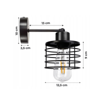 Nástenná lampa - kinkiet - E27 - PRUŽINA - čierna