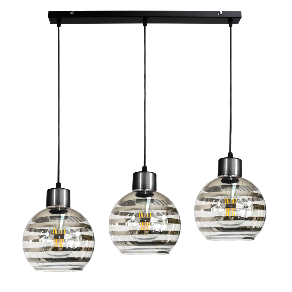 LED závesné stropné svietidlo 3xE27 GLASS BALL stripes black