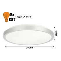 LED Plafond 2xE27 IP20 SEMO-R STRIEBORNÁ