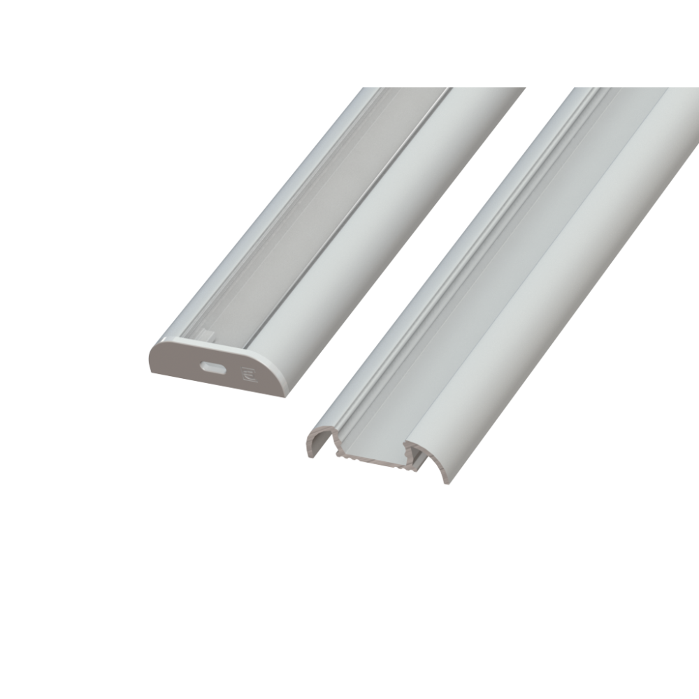 GLALU - 2m - Strieborný (eloxovaný) povrchový hliníkový profil typ AL12-GLS4-AS-2020