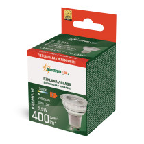 SPECTRUM LED - Stmievateľná LED žiarovka GU10 - 5,5W - 475Lm - 38° - teplá biela