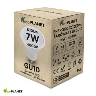 ecoPLANET - LED žiarovka - 7W - 610lm - 120° - 230V - Neutrálna Biela / 4000°K - GU10