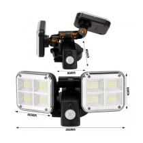 MILIO - LED solárne svietidlo SONGO - 16W - 300lm - IP65 - Studená biela / 6000°K - s pohybovým senzorom