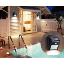 INTERLOOK -  LED solárne svietidlo - 4W - IP65 + senzor pohybu a súmraku - Studená biela / 6500°K