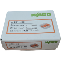 WAGO - Páčková svorka - WAGO 221-413 – 3x0,2-4mm – Balenie 50ks - trasparentná