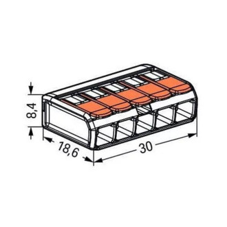 WAGO - Páčková svorka - WAGO 221-415 – 5x0,2-4mm – Balenie 25ks - trasparentná