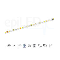 epiLED – 5m LED pásik ZigZag – 8.4W, 60xSMD, 7mm, IP20, 12V DC - Teplá biela (WW) / 3000°K