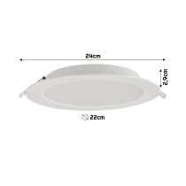 BERGE Okrúhly LED panel zapustený - biely - 18W - PC - neutrálna biela