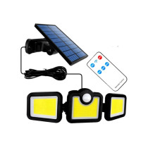 MILIO - LED solárne svietidlo LAGOS - 3x3W - Studená biela / 6500°K - s pohybovým senzorom + diaľkové ovládanie