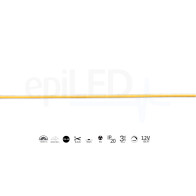 epiLED – 5m LED pásik COB-384 – 10W, 384xCOB, 5mm, IP20, 12V DC - Neutrálna biela (NW) / 4000°K