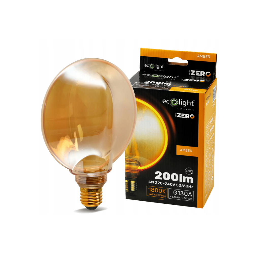 ECOLIGHT Dekoratívna LED žiarovka E27 4W 200lm G130 Amber Retro - rada ZERO