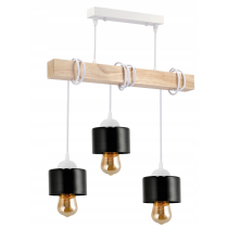 BERGE LED drevené závesné stropné svietidlo, biele, 3xE27 kelímok