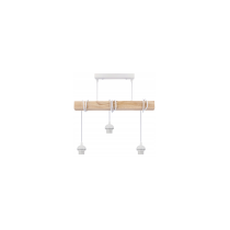 BERGE LED drevené závesné stropné svietidlo, biele, 3xE27, drevená guľa