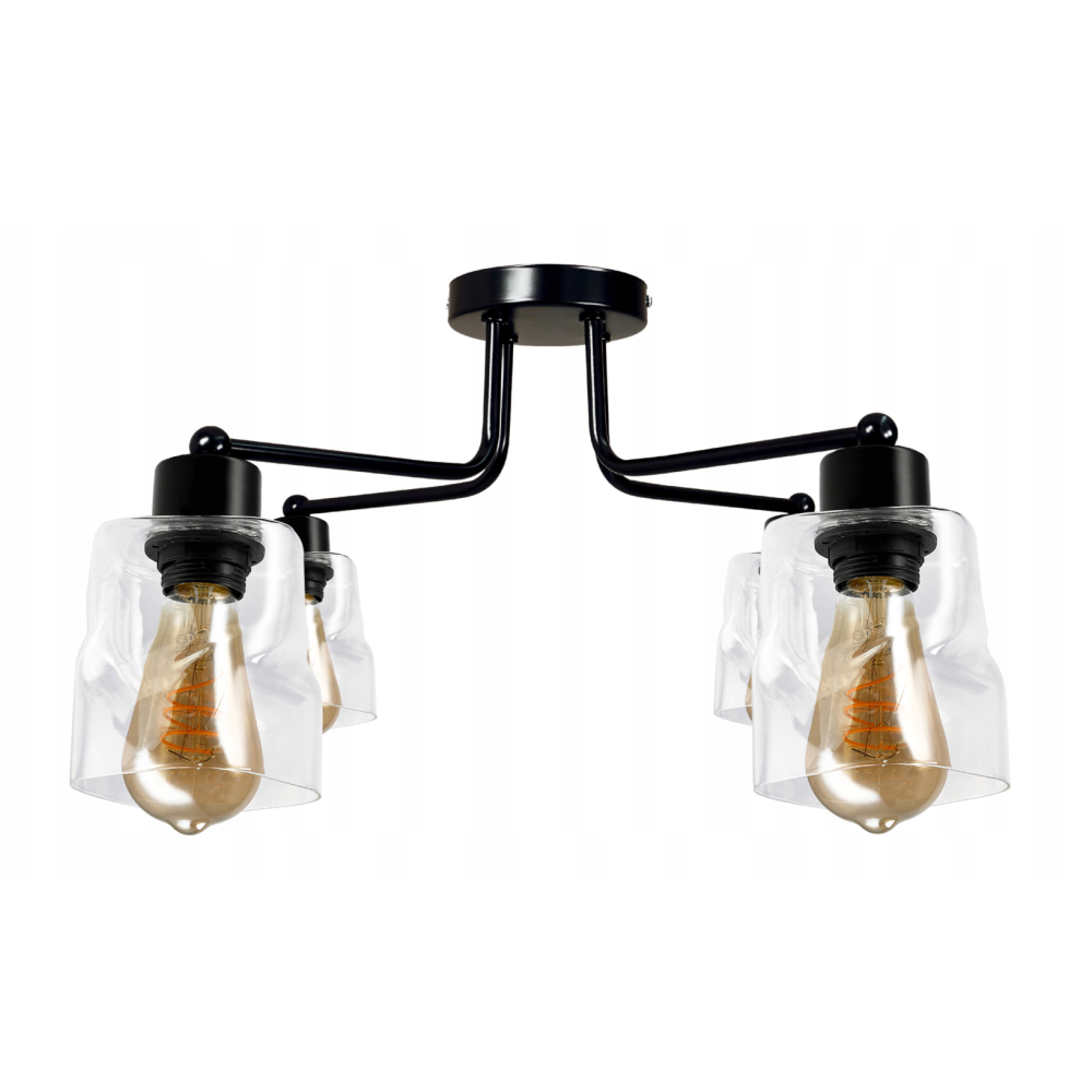 BERGE LED luster stropné svietidlo 2xE27, rolovací, priehľadný štvorec