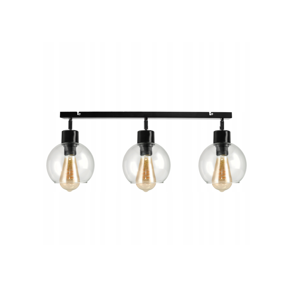 BERGE LED nastaviteľné stropné svietidlo 3xE27 LOFT - priehľadná guľa