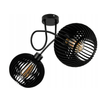 BERGE LED stropné svietidlo 2XE27, drevené, čierne