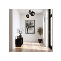 BERGE LED stropné svietidlo 2XE27, drevené, čierne