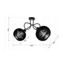 BERGE LED stropné svietidlo 2XE27, drevené, čierne