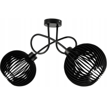 BERGE LED stropné svietidlo 2XE27, drevené, čierne