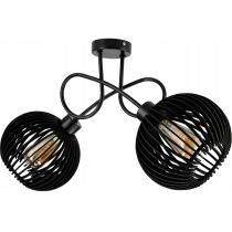 BERGE LED stropné svietidlo 2XE27, drevené, čierne
