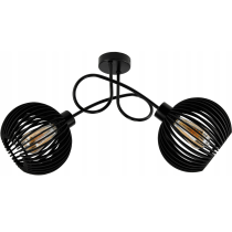 BERGE LED stropné svietidlo 2XE27, drevené, čierne