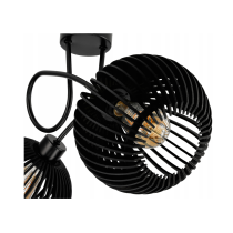 BERGE LED stropné svietidlo 2XE27, drevené, čierne