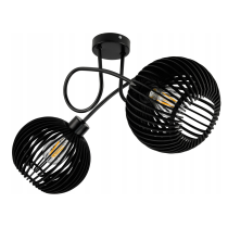 BERGE LED stropné svietidlo 2XE27, drevené, čierne