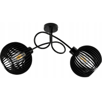 BERGE LED stropné svietidlo 2XE27, drevené, čierne