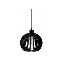 BERGE LED stropné svietidlo E27 drevená guľa čierna