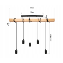 BERGE LED závesné stropné svietidlo 5x E27 Loft