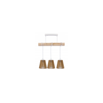 BERGE LED závesné stropné svietidlo biely drevený trám 3xE27 Drevený kužeľový luster