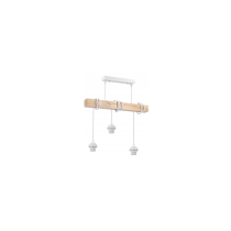 BERGE LED závesné stropné svietidlo biely drevený trám 3xE27 Drevený kužeľový luster