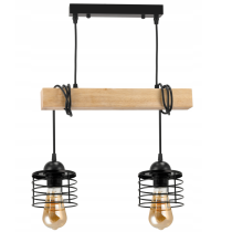 BERGE LED závesné stropné svietidlo drevený trám 2xE27 Loft Luster Spring