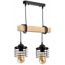 BERGE LED závesné stropné svietidlo drevený trám 2xE27 Loft Luster Spring