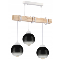 BERGE LED závesné stropné svietidlo, drevené, biele, 3xE27, dymovo šedé