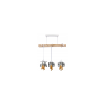 BERGE LED závesné stropné svietidlo, drevené, biele, 3xE27, loft pružina