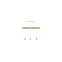 BERGE LED závesné stropné svietidlo, drevené, biele, 3xE27, loft pružina