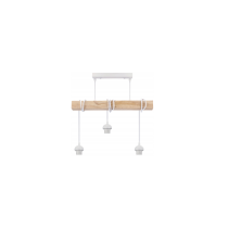 BERGE LED závesné stropné svietidlo, drevené, biele, 3xE27, loft pružina