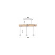 BERGE LED závesné stropné svietidlo, drevené, biele, 3xE27, loft pružina